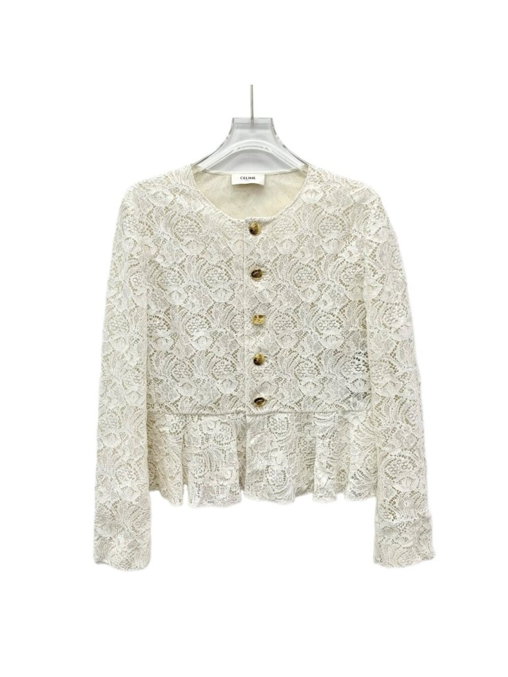 Celine 2024 Ivory Lace Floral Embroidered Jacket